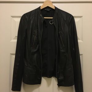 Armani Exchange Croc Embossed Faux Leather Jacket